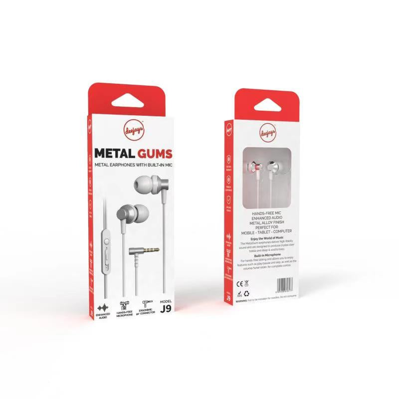 Deejays J9 Metal Gums Earphones SILVER/WHITE