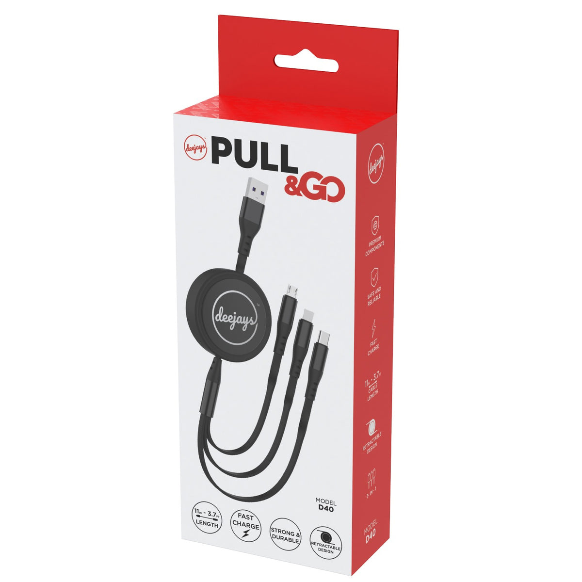Deejays D40 3-in-1 Pull and Go Cable