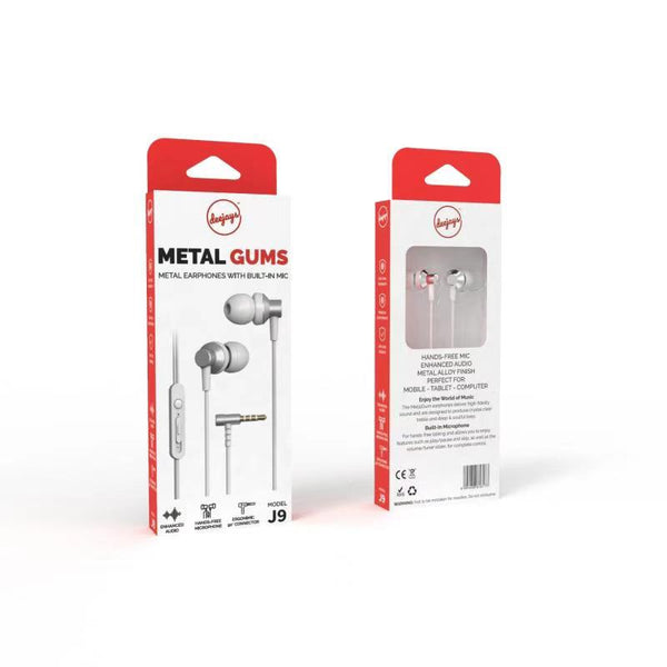 Deejays J9 Metal Gums Earphones SILVER/WHITE